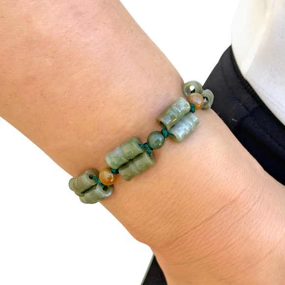 BALANCE! Double Bamboo Handmade Jade Bracelet - Picture 3 of 3